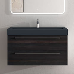 Sogood Meuble de Salle de Bains Gris Foncé Ensemble de 2 Pièces Meuble Suspendu avec Lavabo 100 cm Design Quadratto