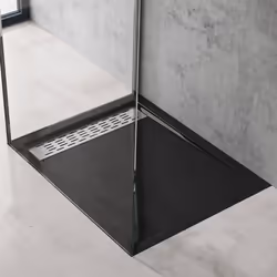 Sogood Receveur de Douche Noir Bac à Douche Extra Plat Rectangulaire en Acrylique 100x120x5cm Design Xetro04