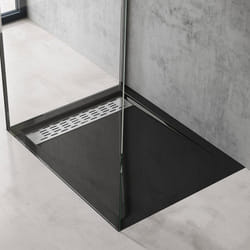 Sogood Receveur de Douche Noir Bac à Douche Extra Plat Rectangulaire en Acrylique 100x120x5cm Design Xetro04