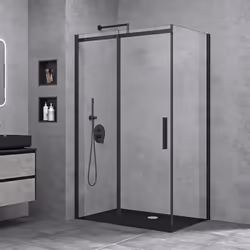 Sogood Cabine de Douche Transparent 90x100x195cm avec Bac à Douche Porte Coulissante Montage Réversible Ravenna18K Schwarz