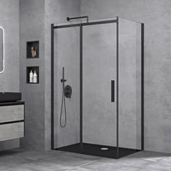 Sogood Cabine de Douche Transparent 100x120x195cm Porte Coulissante Paroi de Douche en Angle Montage Réversible Ravenna18K Schwarz