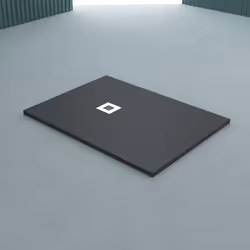 Sogood Receveur de Douche 90x160 Bac à Douche Ultra Plat en Fonte Minérale Gris-Noir Madison 90x160x3cm