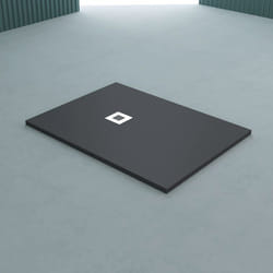 Sogood Receveur de Douche 90x160 Bac à Douche Ultra Plat en Fonte Minérale Gris-Noir Madison 90x160x3cm