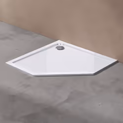 Sogood Receveur de Douche Design Pentagonal Ultra Plat 4cm Bac À Douche Acrilique FARO05 80X80X4