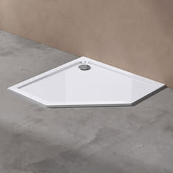 Sogood Receveur de Douche Design Pentagonal Ultra Plat 4cm Bac À Douche Acrilique FARO05 80X80X4