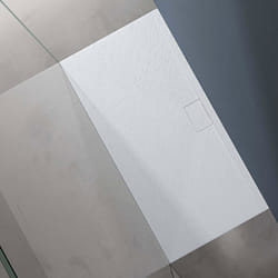Sogood Receveur de Douche Bac à Douche Ultra Plat en Solid Surface Blanc Mat Geoma07 80x160x3 cm