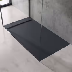 Sogood® Receveur de Douche Design Ultra Plat 4 cm Rectangulaire en Solid Surface Gris Noir Mat Geoma04 80x140x4 cm