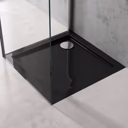 Sogood® Receveur de Douche 80x80 Bac à Douche Carré Extraplat Acrilique Noir Faro01 80x80x4 cm avec Bonde AL02