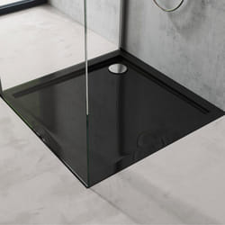 Sogood® Receveur de Douche 90x90 Bac à Douche Carré Extraplat Acrilique Noir Faro01 90x90x4 cm avec Bonde AL02