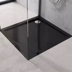 Sogood® Receveur de Douche 100x100 Bac à Douche Carré Extraplat Acrilique Noir Faro01 100x100x4 cm avec Bonde AL02