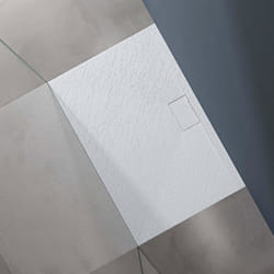 Sogood Receveur de Douche Bac à Douche Ultra Plat en Solid Surface Blanc Mat Geoma07 80x120x3 cm