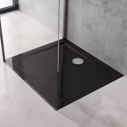 Sogood® Bac à Douche 80x90 Receveur de Douche Rectangulaire Noir Acrylique Faro2 80x90x4cm + Bonde AL02