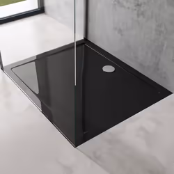 Sogood® Bac à Douche 100x120 Receveur de Douche Rectangulaire Noir Acrylique Faro2 100x120x4cm + Bonde AL02