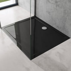 Sogood® Bac à Douche 100x120 Receveur de Douche Rectangulaire Noir Acrylique Faro2 100x120x4cm + Bonde AL02