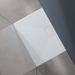 Sogood Receveur de Douche Bac à Douche Ultra Plat en Solid Surface Blanc Mat Geoma07 70x100x3 cm