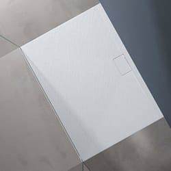 Sogood Receveur de Douche Bac à Douche Ultra Plat en Solid Surface Blanc Mat Geoma07 100x140x3 cm