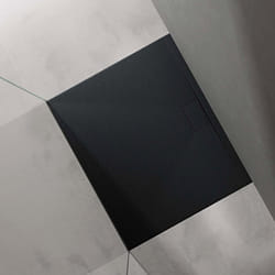 Sogood Receveur de Douche Bac à Douche Ultra Plat en Solid Surface Gris Noir Mat Geoma07 100x120x3 cm