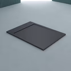 Sogood Receveur de Douche 80x160 Bac à Douche Ultra Plat en Fonte Minérale Gris-Noir Quore 80x160x3 cm + Bonde AL06