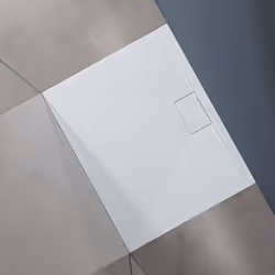 Sogood Receveur de Douche Bac à Douche Ultra Plat en Solid Surface Blanc Mat Geoma07 80x100x3 cm avec Bonde AL06