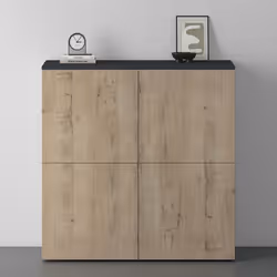 Sogood Buffet Commode 100cm Meuble de Rangement Gris Noir Mat et Chêne Grège Placard Salon Salle à Manger 4 Portes Schrank04