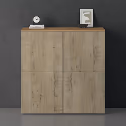 Sogood Buffet Commode 100cm Meuble de Rangement Chêne Clair et Chêne Grège Placard Salon Salle à Manger 4 Portes Schrank04