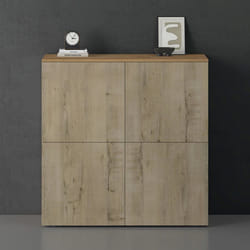 Sogood Buffet Commode 100cm Meuble de Rangement Chêne Clair et Chêne Grège Placard Salon Salle à Manger 4 Portes Schrank04