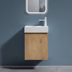 Sogood Petit Meuble de Salle de Bain Suspendu 46cm Aspect de Chêne Ensemble de 2 Pièces Meuble avec Lavabo Solid Surface Pisa ...