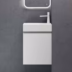 Sogood Petit Meuble de Salle de Bain Suspendu 46cm Blanc Mat Ensemble de 2 Pièces Meuble avec Lavabo Design Pisa02