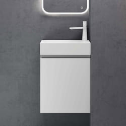 Sogood Petit Meuble de Salle de Bain Suspendu 46cm Blanc Mat Ensemble de 2 Pièces Meuble avec Lavabo Design Pisa02