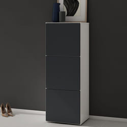 Sogood Meuble à Chaussures Blanc Mat et Gris Noir Mat 45x120cm Rangement Armoire à Chaussures 6 Compartiments Range-Chaussures 02