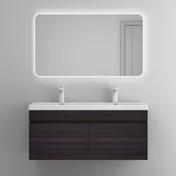 Sogood Meuble de Salle de Bain Gris Foncé Ensemble de 2 Pièces Meuble avec Lavabo 120cm Design Botanica avec 2 Grands Tiroirs