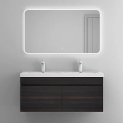 Sogood Meuble de Salle de Bain Gris Foncé Ensemble de 2 Pièces Meuble avec Lavabo 120cm Design Botanica avec 2 Grands Tiroirs