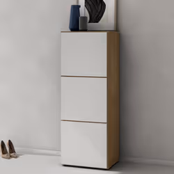 Sogood Meuble à Chaussures Chêne Clair et Blanc Mat 45x120cm Rangement Armoire à Chaussures 6 Compartiments Range-Chaussures ...