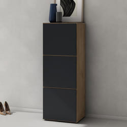Sogood Meuble à Chaussures Chêne Clair et Gris Noir Mat 45x120cm Rangement Armoire à Chaussures 6 Compartiments Range-Chaussures 02