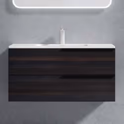 Sogood Meuble de Salle de Bain Ensemble de 2 Pièces Meuble avec Lavabo 90x48x47cm Meuble sous Vasque Mural Gris Foncé Design