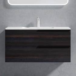 Sogood Meuble de Salle de Bain Ensemble de 2 Pièces Meuble avec Lavabo 90x48x47cm Meuble sous Vasque Mural Gris Foncé Design