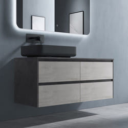 Sogood Meuble de Salle de Bain Gris Foncé Beige Ensemble de 2 Pièces Meuble avec Lavabo 120cm Design Normal avec 4 Tiroirs