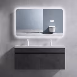 Sogood Meuble de Salle de Bain Gris Ensemble de 2 Pièces Meuble avec Lavabo 120cm Design Botanica avec 2 Grands Tiroirs