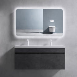 Sogood Meuble de Salle de Bain Gris Ensemble de 2 Pièces Meuble avec Lavabo 120cm Design Botanica avec 2 Grands Tiroirs