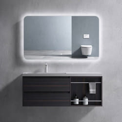 Sogood Meuble de Salle de Bain Gris Foncé Ensemble de 2 Pièces Meuble avec Lavabo 120cm avec 2 Tiroirs et 1 Compartiment