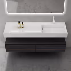 Ensemble de meuble de salle de bain gris foncé avec lavabo 150cm design Up - SOGOOD