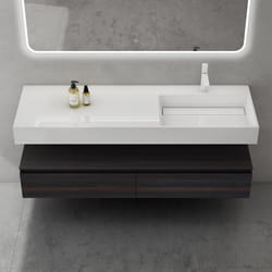 Ensemble de meuble de salle de bain gris foncé avec lavabo 150cm design Up - SOGOOD