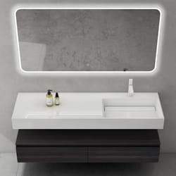 Ensemble de meuble de salle de bain gris foncé avec lavabo 150cm et miroir LED design Up - SOGOOD