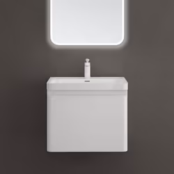 Sogood Meuble de Salle de Bain Suspendus Blanc 60x42x50cm Ensemble de 2 Pièces Meuble avec Lavabo Design Ancona