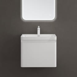 Sogood Meuble de Salle de Bain Suspendus Blanc 60x42x50cm Ensemble de 2 Pièces Meuble avec Lavabo Design Ancona