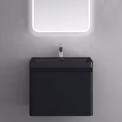 Sogood Meuble de Salle de Bain Suspendus Noir Mat 60x42x50cm Ensemble de 2 Pièces Meuble avec Lavabo Design Ancona