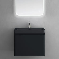 Sogood Meuble de Salle de Bain Suspendus Noir Mat 60x42x50cm Ensemble de 2 Pièces Meuble avec Lavabo Design Ancona