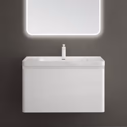 Sogood Meuble de Salle de Bain Suspendus Blanc 90x48x50cm Ensemble de 2 Pièces Meuble avec Lavabo Design Ancona