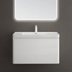 Sogood Meuble de Salle de Bain Suspendus Blanc 90x48x50cm Ensemble de 2 Pièces Meuble avec Lavabo Design Ancona