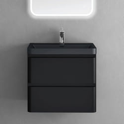 Sogood Meuble de Salle de Bain Suspendus Noir Mat 60x42x55 cm Ensemble de 2 Pièces Meuble avec Lavabo Design Lucca